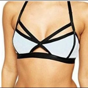 Blue Life Velvet Color Block Bralette